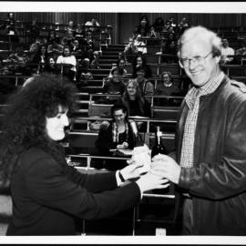 McPhee, Dr Peter, being presented with an award by Toni Waugh, Careers Adviser