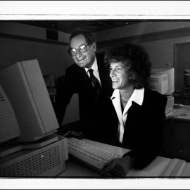 Computer Aided Language Laboratory. June Gassin (Horwood Language Centre) and Professor Ivan Barko (School of Languages)
