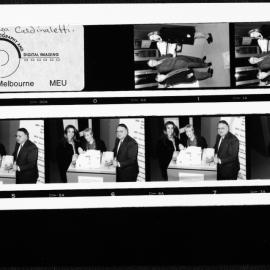 Ian Potter Museum of Art. Cheque presentation with Heloise Waislitz, Frances Lindsay and Prof Shedvin. 12 Aug 1997