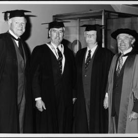 Kernot medallists. From left: Sir Frank Espie, Sir Bernard Callinan, Mr J. W. Connell and Professor Emeritus H. W. Worner. 16 Sep 1982
