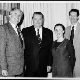 University Library - Event. Baillieu Library, WMC Archival Research Prize award ceremony. From left: Dr John Lack, Sir Arvi Parbo, Jane Carey and Professor Stephen Nicholas