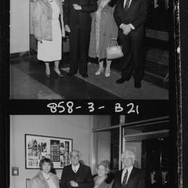 Conferring -Professor John Lovering, Mrs Lovering, poet R. D. Fitzgerald and Mrs Fitzgerald before the presentation of Fitzgerald’s honorary LLD. 3 Aug 1985