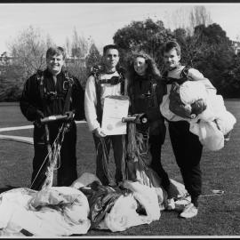 Discovery Day - skydivers with ‘Lifelong Education’ testamurs. 1991