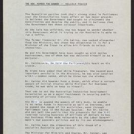 Dr Cairns, Labor government