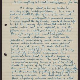 Is there anything to be said for metaphysics?