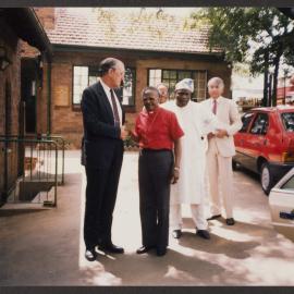 [Malcolm Fraser and members of the COMGEP meet with Desmond Tutu]