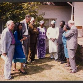 [Malcolm Fraser and members of the COMGEP meet with Desmond Tutu]