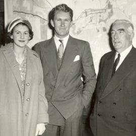 Tamie Fraser, Malcolm Fraser and Prime Minister Robert Menzies in Portland, Victoria.