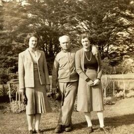 Lorraine, Neville and Una Fraser in the garden at Nareen, Victoria.