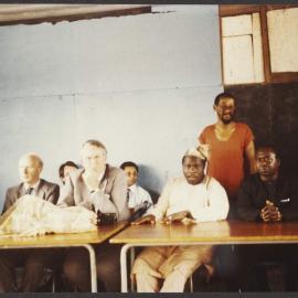 [Members of the Commonwealth Eminent Person's Group at a community meeting, South Africa]