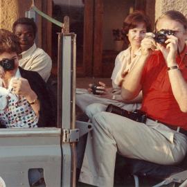 Tamie Fraser and Malcolm Fraser taking photographs during a visit to Zambia.