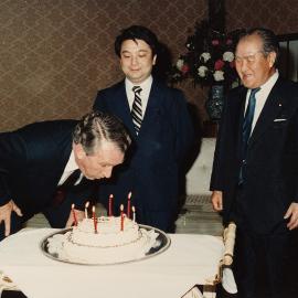 Prime Minister Malcolm Fraser celebrating his birthday during a visit to Japan in May 1982