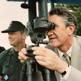Prime Minister Malcolm Fraser visiting the demilitarised zone in northern South Korea during his 1982 visit.