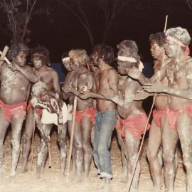 A group of Northern Territory Aboriginal Australian men in ceremonial dress