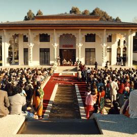 A ceremony on the forecourt of the High Commission of India building in Yarralumla, Australian Capital Territory.