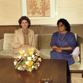 Tamie Fraser with Lady Sushil Ramgoolam at the Commonwealth Heads of Government Meeting in Melbourne.