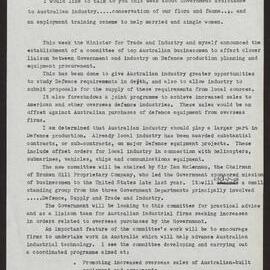 Government assistance to industry, conservation, employment of women