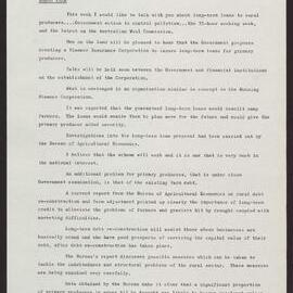 Loans to rural producers, pollution, 35-hour week, Australian Wool Commission