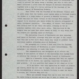 Comments on opposition to Portland wool sales