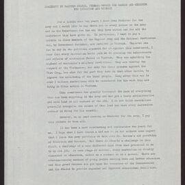 Last statement as Minister for the Army