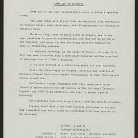 Army aid to Tasmania