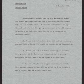 Death of Harold Holt