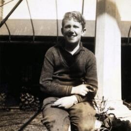 Malcolm Fraser as a boy in the interior courtyard at Balpool homestead, New South Wales.
