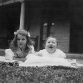 Malcolm Fraser as a baby with his older sister Lorraine in the garden at Balpool-Nyang, New South Wales.