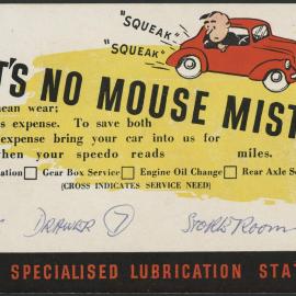 Postcards to advise customers of the need to arrange servicing [1 of many]