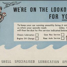 Postcards to advise customers of the need to arrange servicing [2 of many]