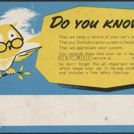 Postcards to advise customers of the need to arrange servicing [11 of many]