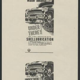 Collection of Shell Advertisements for  Shell X-100 motor oil [4 of many]
