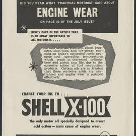 Collection of Shell Advertisements for  Shell X-100 motor oil [11 of many]