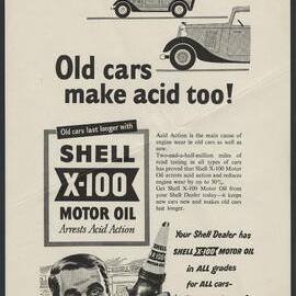 Collection of Shell Advertisements for  Shell X-100 motor oil [14 of many]