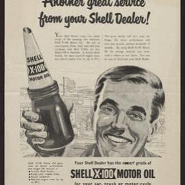 Collection of Shell Advertisements for  Shell X-100 motor oil [15 of many]