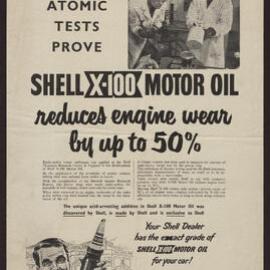 Collection of Shell Advertisements for  Shell X-100 motor oil [16 of many]
