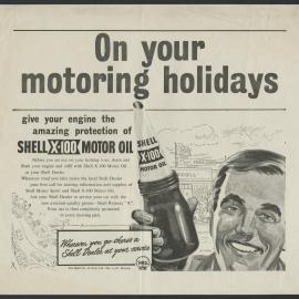 Collection of Shell Advertisements for  Shell X-100 motor oil [17 of many]