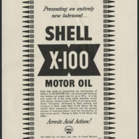 Collection of Shell Advertisements for  Shell X-100 motor oil [18 of many]