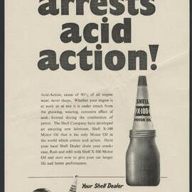 Collection of Shell Advertisements for  Shell X-100 motor oil [21 of many]
