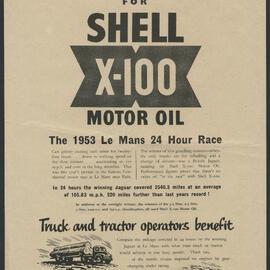 Collection of Shell Advertisements for  Shell X-100 motor oil [23 of many]