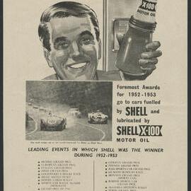Collection of Shell Advertisements for  Shell X-100 motor oil [24 of many]