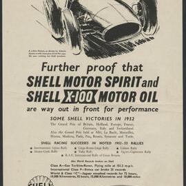 Collection of Shell Advertisements for  Shell X-100 motor oil [26 of many]