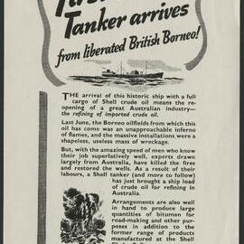 First Shell tanker arrives from liberated British Borneo [1 of many]