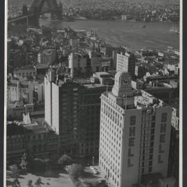 Shell House Wynyard Park, Sydney Harbour Bridge  and North Shore in distance