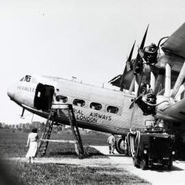 A British built Handley Page HP.42 bi- plane airliner at an unknown location