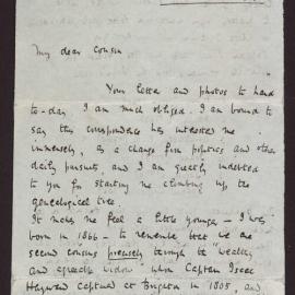 C W A H, Kalgoorlie W A to F G H, 1 November 1911