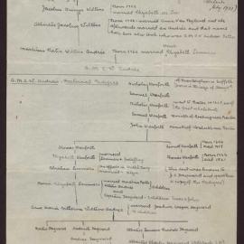 "Trees" showing pedigrees of A M C Hayward on both her fathers (Wiltens Andree) and mothers (Lemmers) side