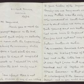 Letter Theresa H Hayward to Mr Hayward