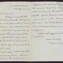 Letter Theresa H Hayward to Mr Hayward