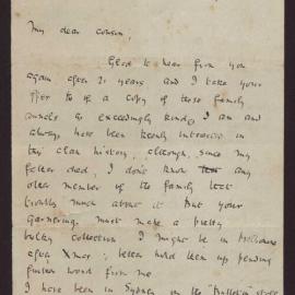 Letter C W Andree Hayward to Cousin